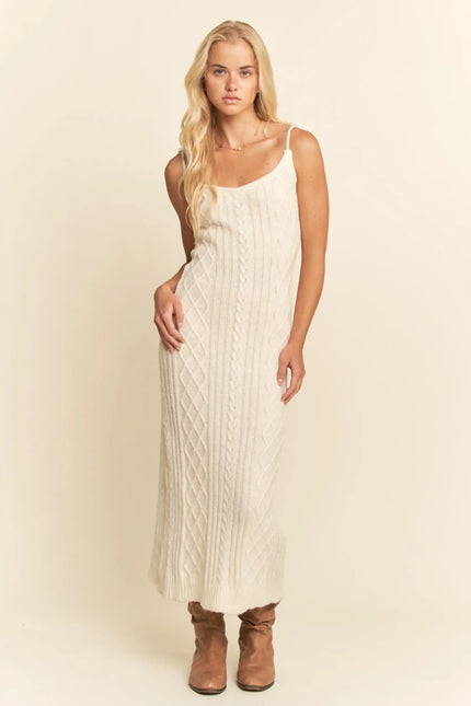 Sweater Knit Cable Longline Dress & Cardigan Set