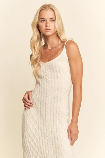 Sweater Knit Cable Longline Dress & Cardigan Set