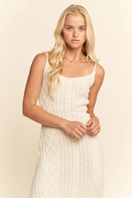 Sweater Knit Cable Longline Dress & Cardigan Set
