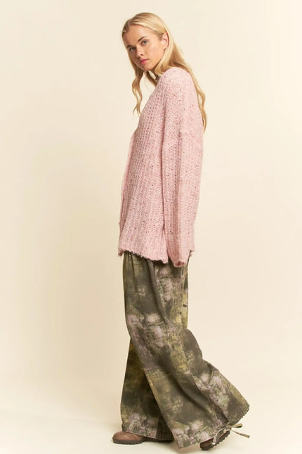 Sequin Speckle Knit Button-Up Cardigan