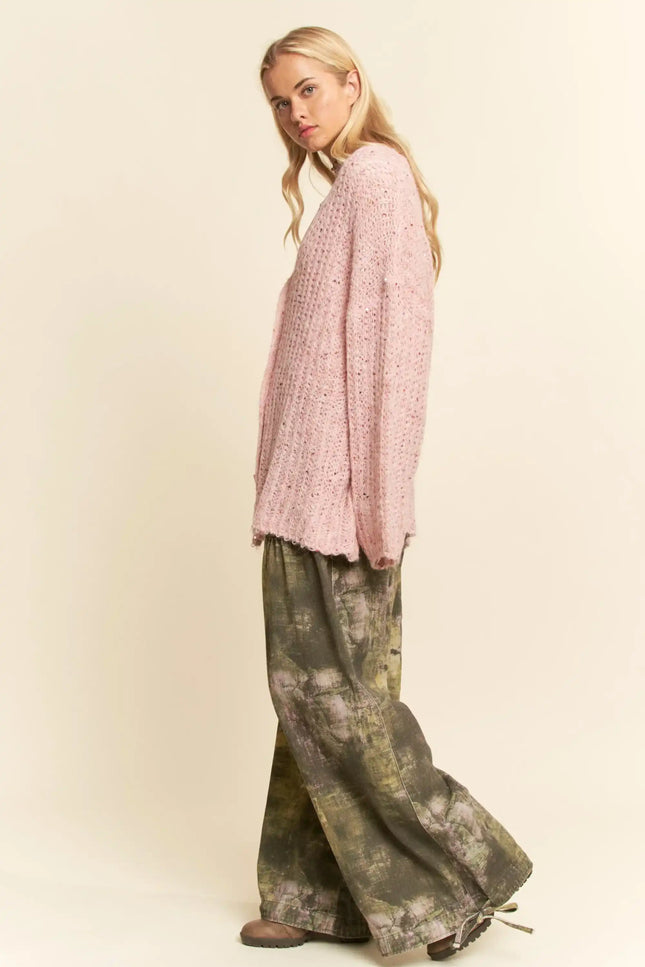 Sequin Speckle Knit Button-Up Cardigan