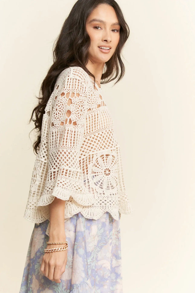 Scallop Hem Crochet Lace Top