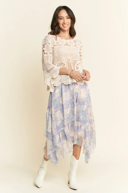 Scallop Hem Crochet Lace Top