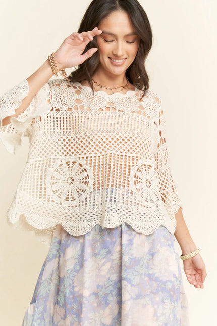 Scallop Hem Crochet Lace Top