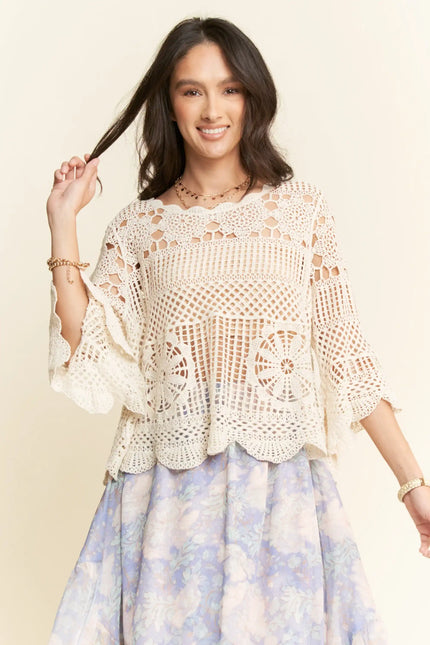Scallop Hem Crochet Lace Top