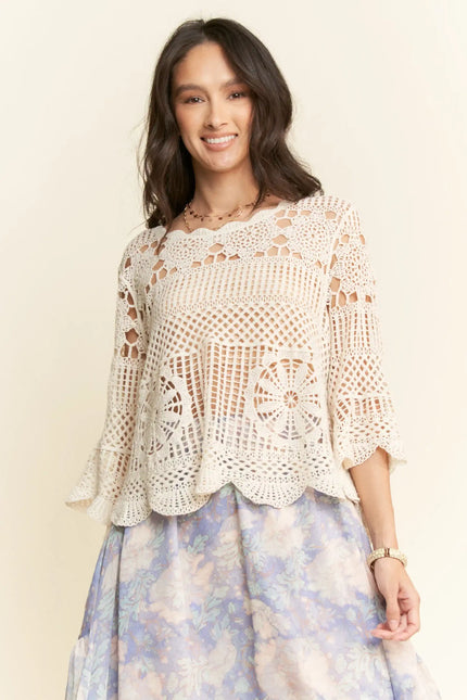 Scallop Hem Crochet Lace Top
