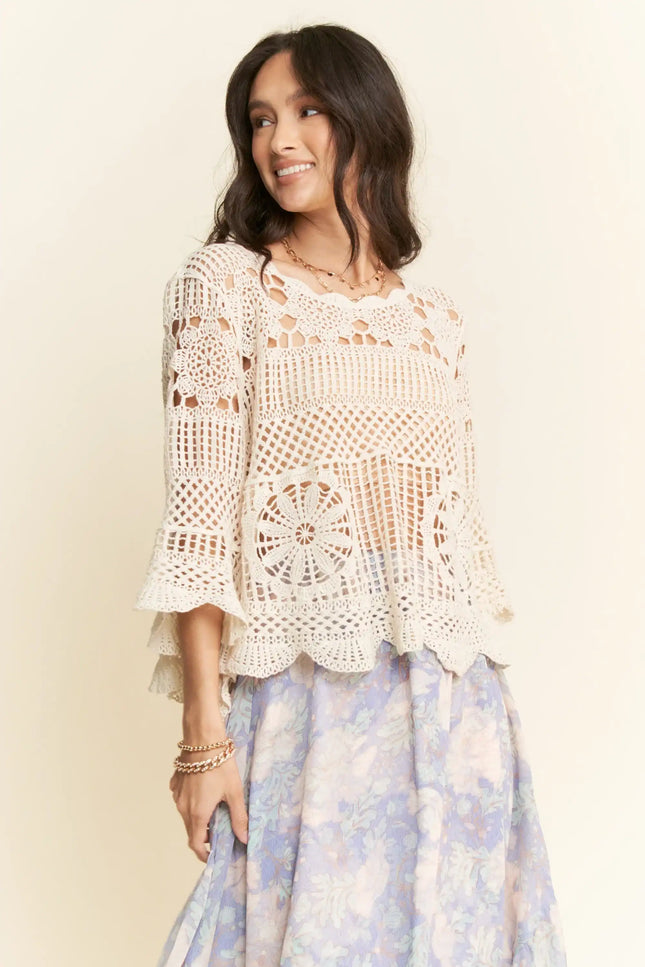 Scallop Hem Crochet Lace Top