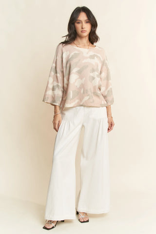 Blush Camo Lightweight Knit Pullover