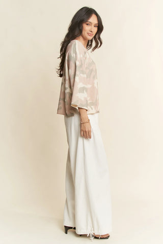 Blush Camo Lightweight Knit Pullover