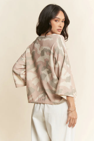 Blush Camo Lightweight Knit Pullover