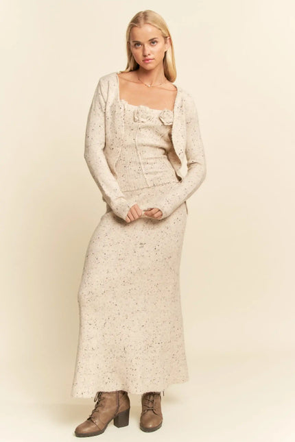 3-Piece Knit Rosette Lounge Set