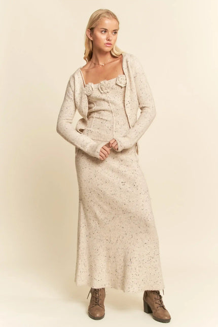 3-Piece Knit Rosette Lounge Set