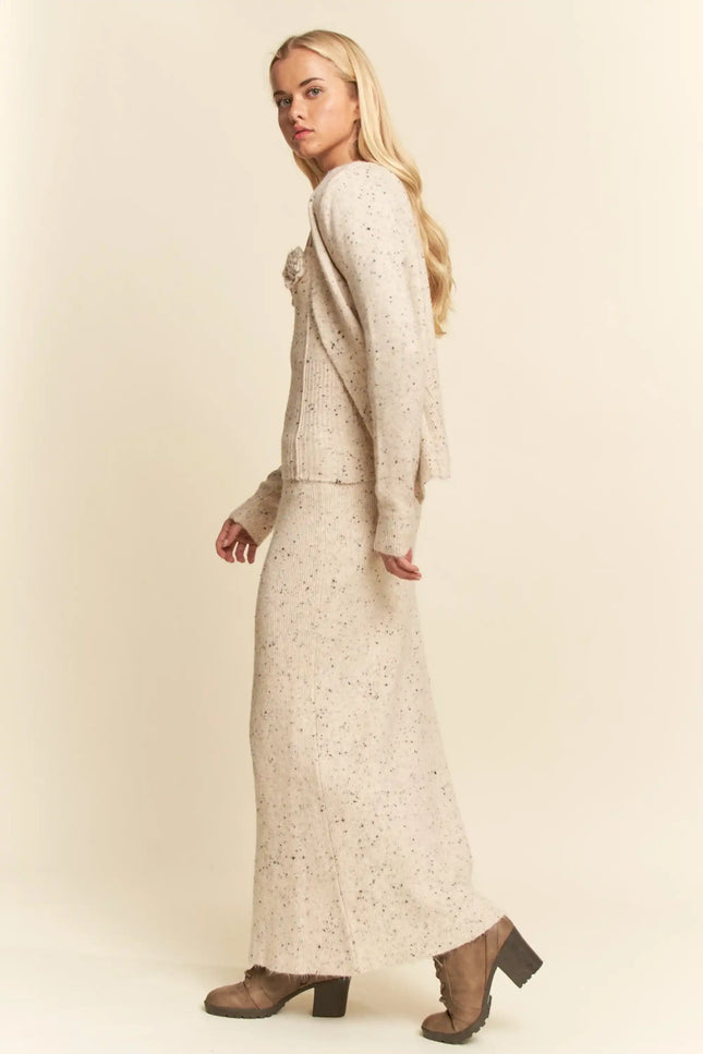 3-Piece Knit Rosette Lounge Set