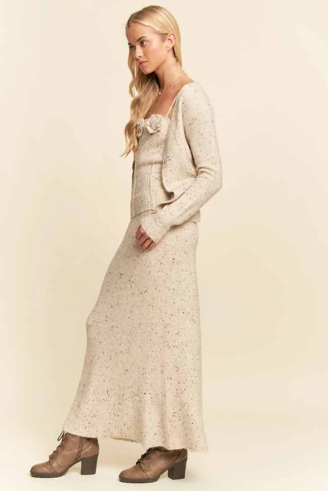 3-Piece Knit Rosette Lounge Set