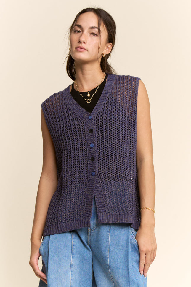 Ciel Top — Navy Blue front